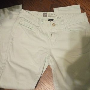 Mint green stretch jeans